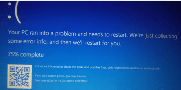 Lagaðu undantekningu á Windows 10 Registry Filter Driver