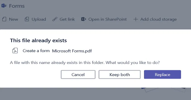 Ekipe: datoteka z istim imenom že obstaja