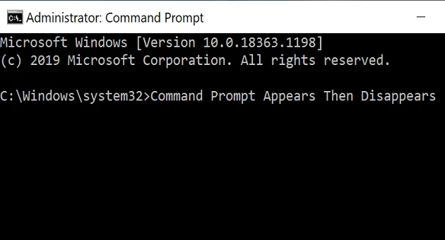 Windows 10 Kommandoprompt vises og forsvinder derefter