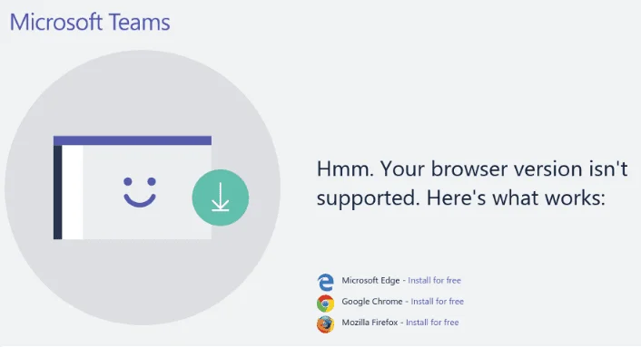 Popravite, da brskalnik Microsoft Teams ni podprt