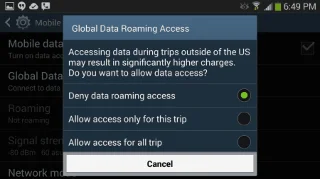 Slå på eller av dataroaming på Galaxy S8