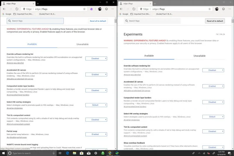 Kako dostopati do menija Edge://flags v različicah Edge Insider
