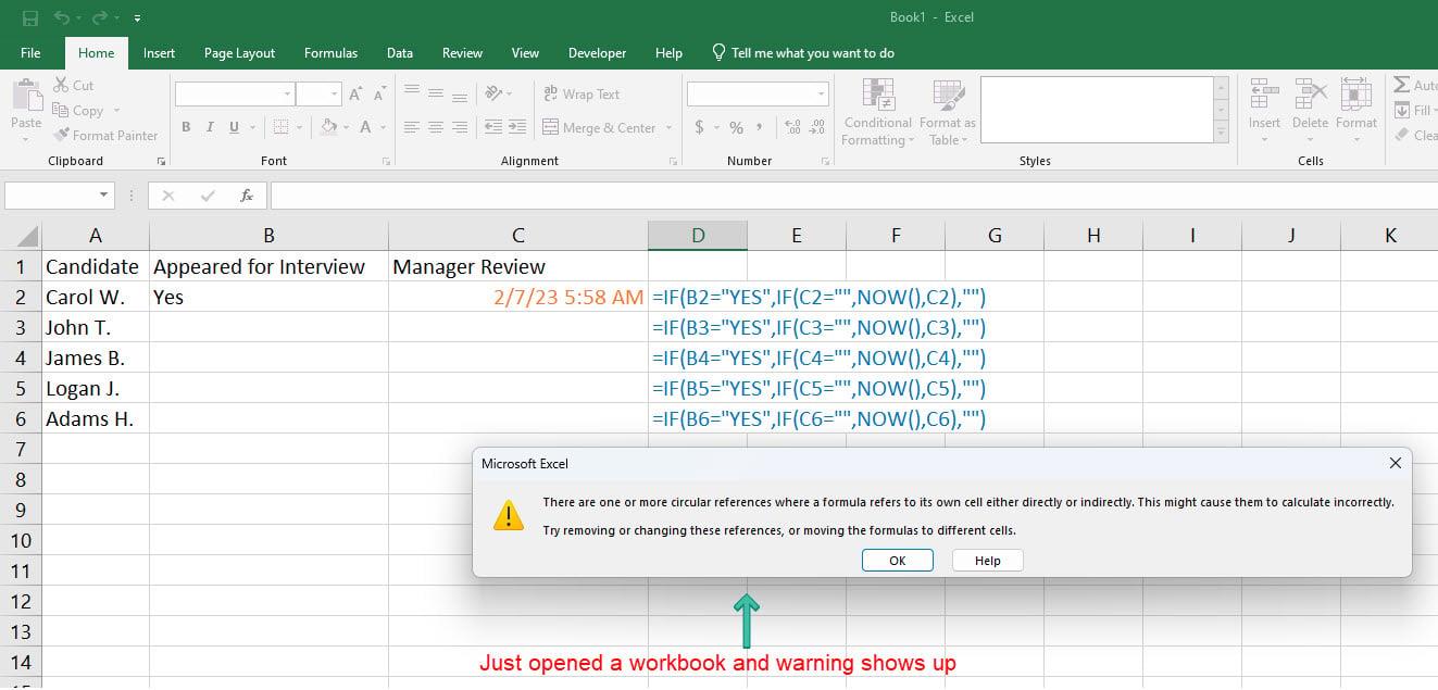 Como atopar referencias circulares en Excel para evitar datos defectuosos