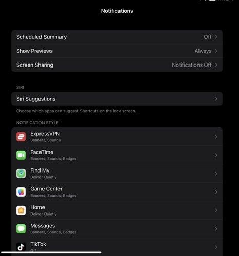 Como xestionar as túas notificacións no teu iPad - iPadOS 16