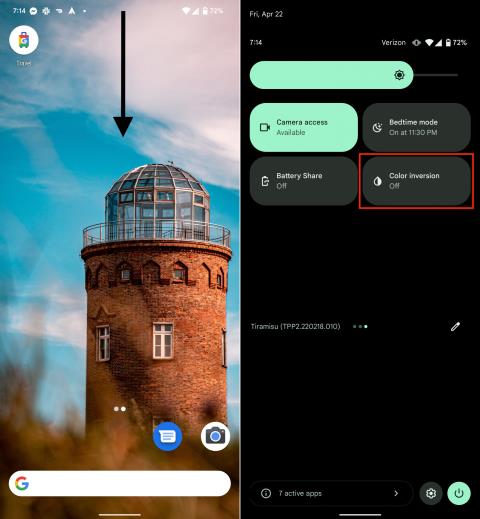 Hvordan invertere farger på Android