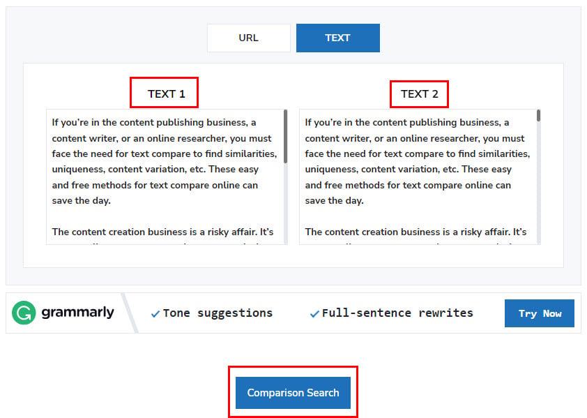 Com fer una comparació de text en línia amb aplicacions al núvol