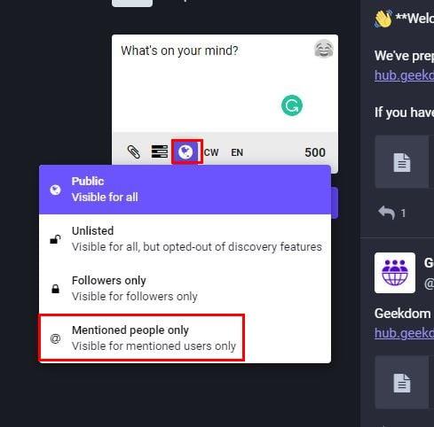 Mastodon: Com enviar DM a algú