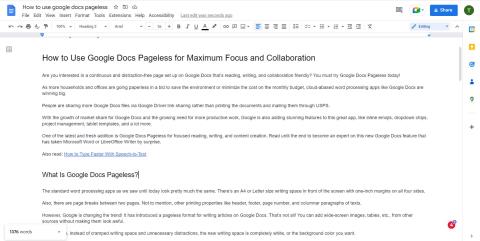 Как да използвате Google Документи без страници за максимален фокус и сътрудничество