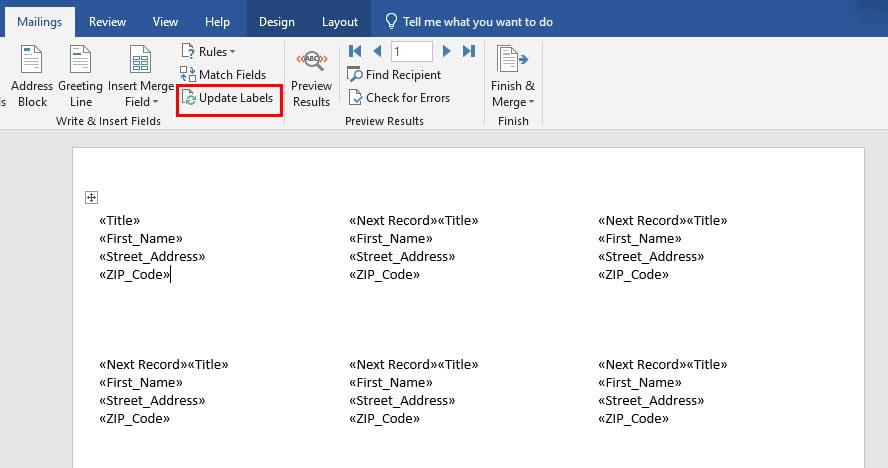 Hvernig á að prenta merki úr Excel með MS Word Mail Merge