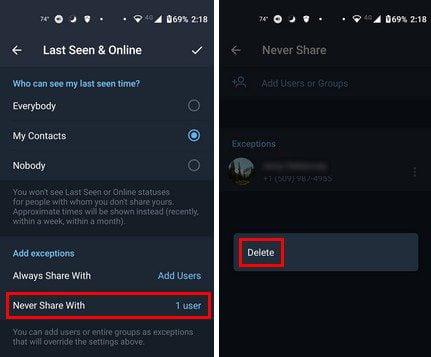 Telegram: com amagar el vostre estat de darrera visita i en línia