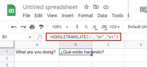 Follas de cálculo de Google: como usar a fórmula de Google Translate