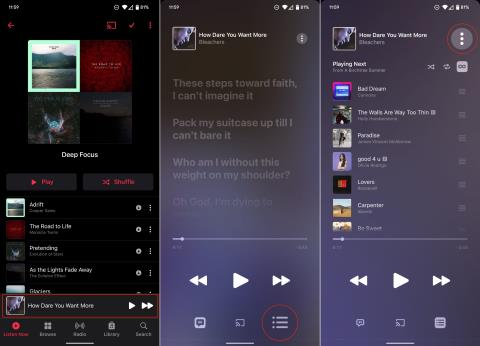 Unetaimeri seadistamine rakenduses Apple Music Androidis