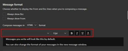 Com canviar la mida i el color de la lletra a Outlook