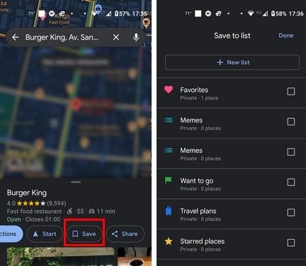 Como gardar e compartir rutas en Google Maps