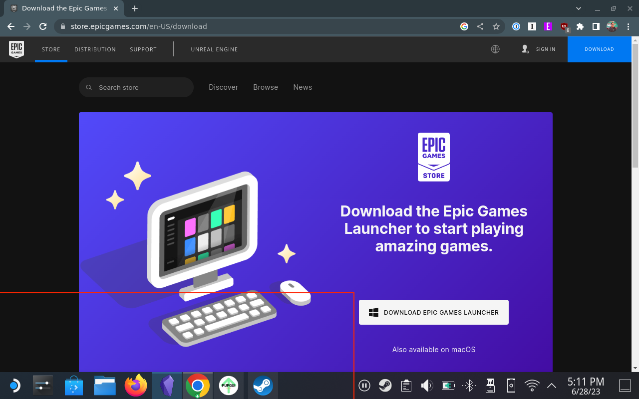 Az Epic Games Store telepítése a Steam Deckre