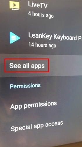 Android TV: como comprobar o almacenamento da aplicación