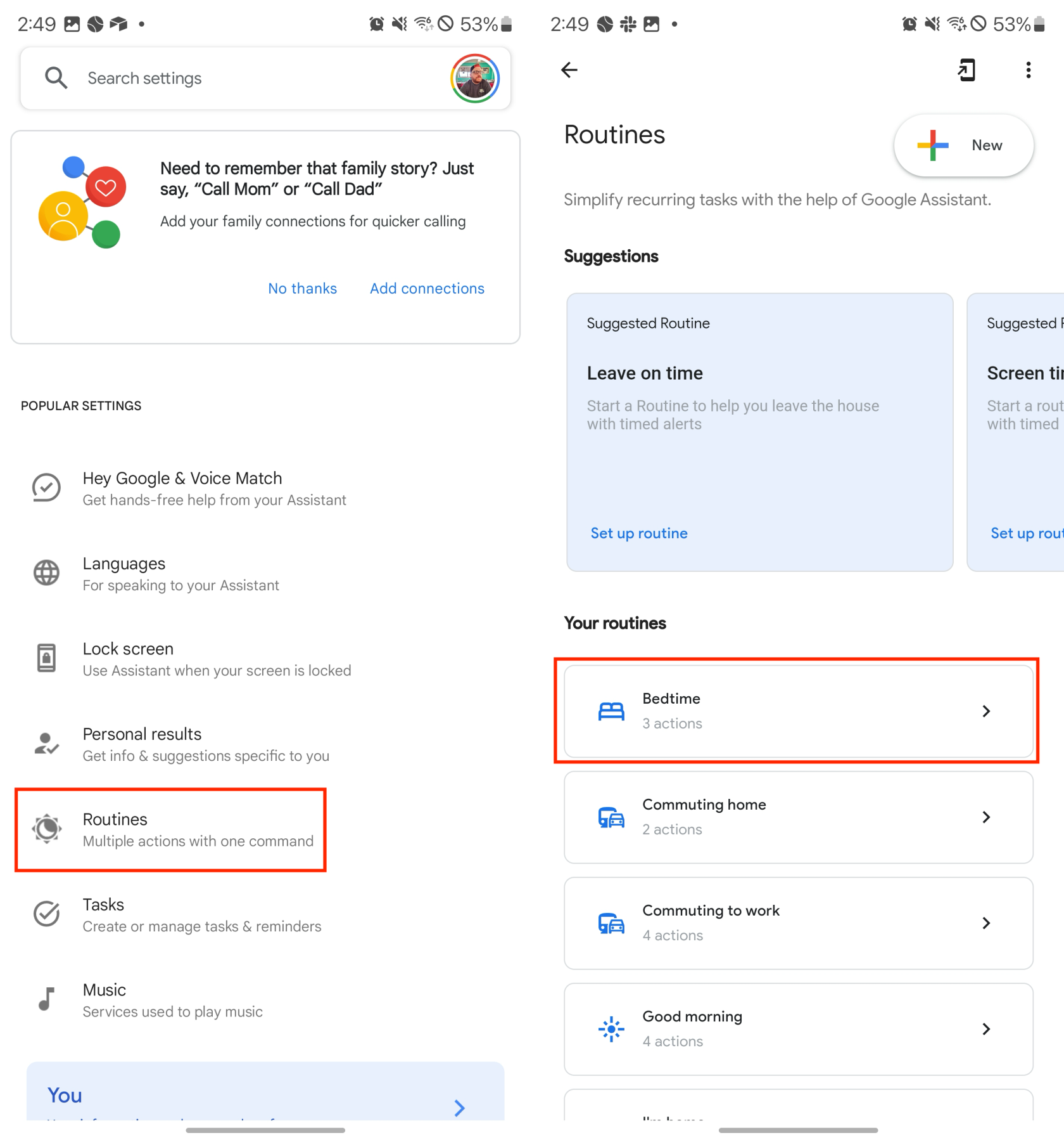 Como usar as rutinas do Asistente de Google en Android