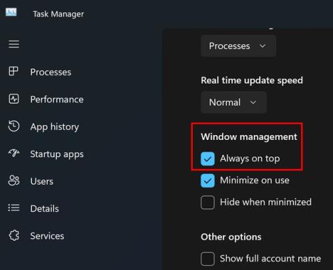 Hvernig á að halda Task Manager alltaf á toppnum í Windows 11
