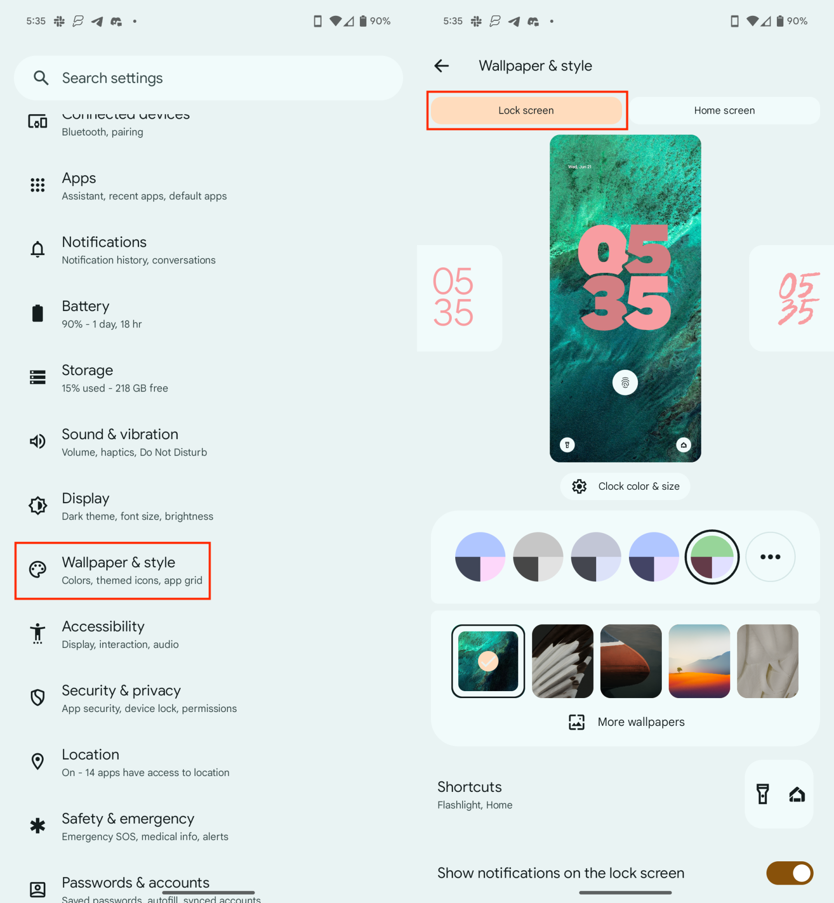 Si të ndryshoni shkurtoret e ekranit të kyçjes në Android 14