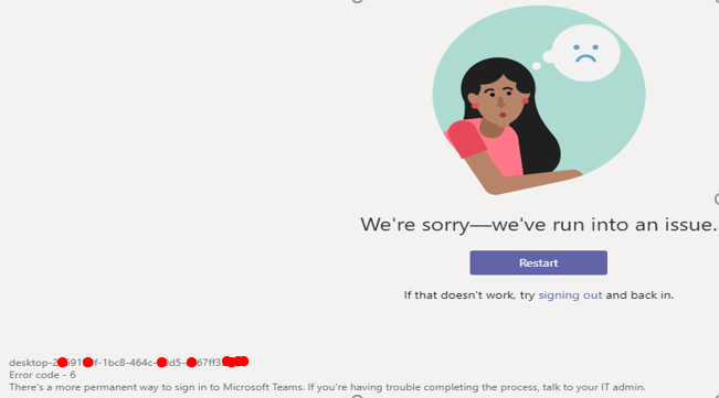 FIX: Microsoft Teams error code 6