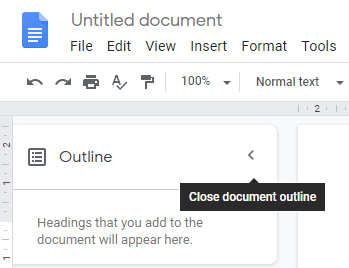 Kaip pridėti dokumentų kontūrus „Google“ dokumentuose