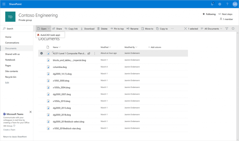 OneDrive ja SharePoint tarjoavat nyt sisäänrakennetun AutoCAD-tiedostotuen