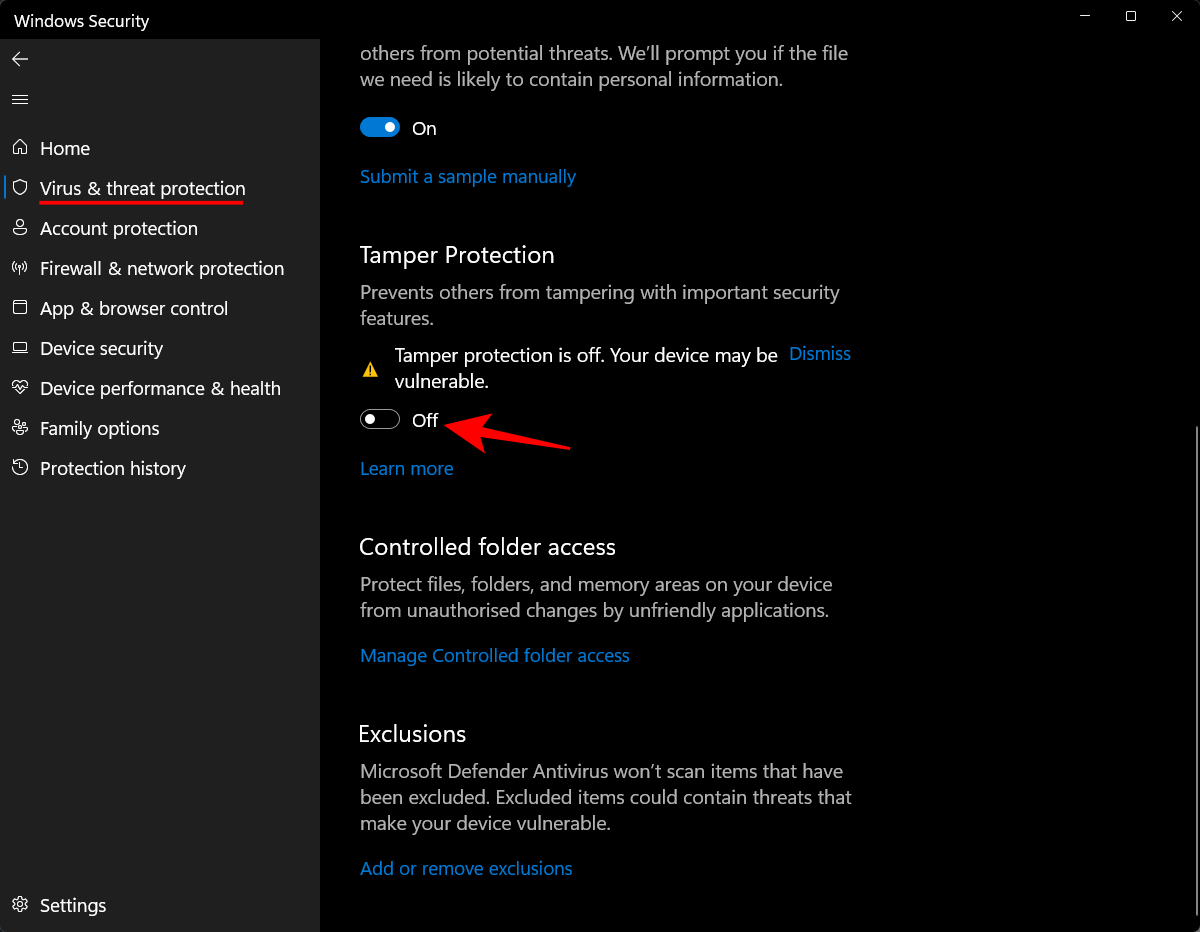 6 способів відключити антивірус Windows Security у Windows 11