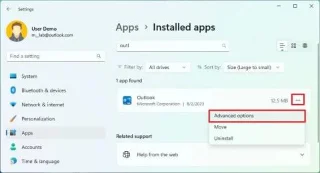 Jak resetovat novou aplikaci Outlook (nefungující) v systému Windows 11