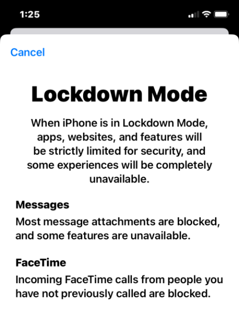 Hur man aktiverar låsningsläge på iOS 16