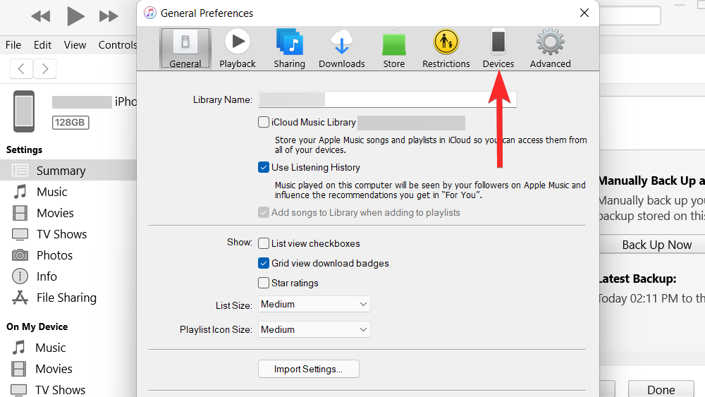 Az iTunes biztonsági másolatának törlése Windows 11 rendszeren