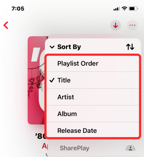 Lejátszási listák rendezése az Apple Music alkalmazásban iOS 16 rendszeren