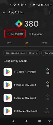 Kuinka tarkistaa Google Play -pisteesi