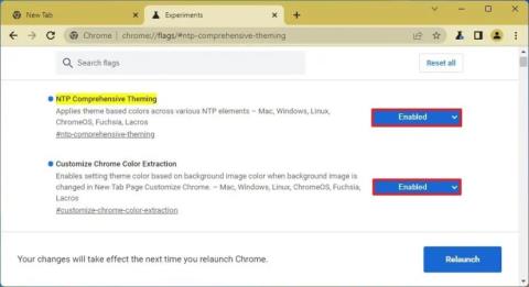 A színes téma engedélyezése az új lap képe alapján a Chrome-ban