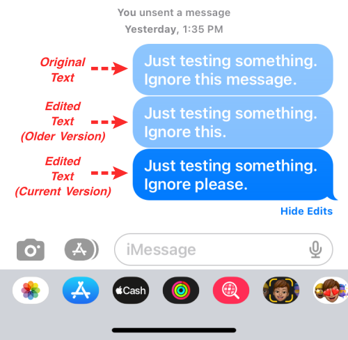 Sådan får du vist redigeringshistorikken for en besked i meddelelser på iPhone på iOS 16