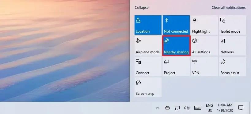 A közeli megosztás engedélyezése a Windows 10 rendszeren