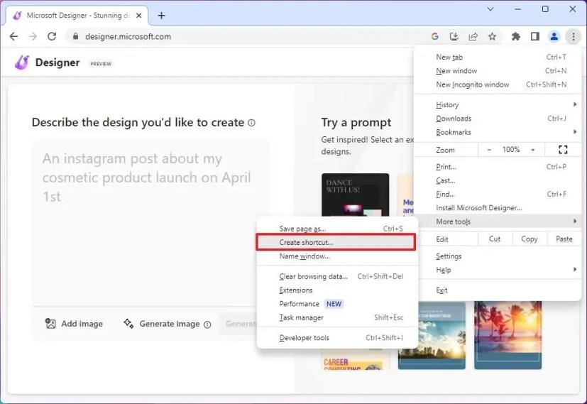 Jak nainstalovat Microsoft Designer jako aplikaci na Windows 11