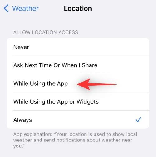 Jak opravit vybití baterie aplikace Weather na iOS 16