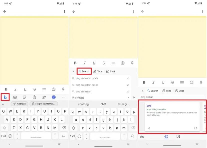 Bing Chat AI:n käyttäminen SwiftKeyssä Androidissa tai iPhonessa