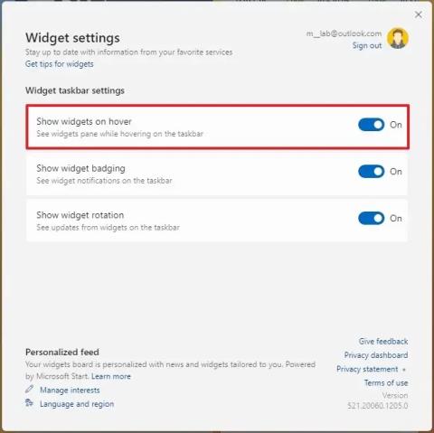 Hogyan lehet letiltani a widgeteket az egérmutatóval a Windows 11 rendszeren