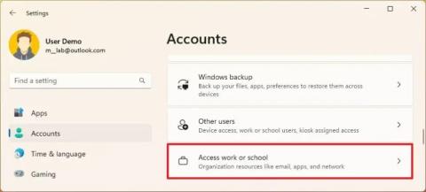 Jak odebrat pracovní nebo školní e-mailový účet v systému Windows 11