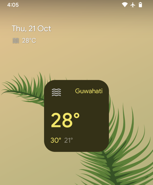 A „Material You” időjárási widget hozzáadása Android 12 rendszeren