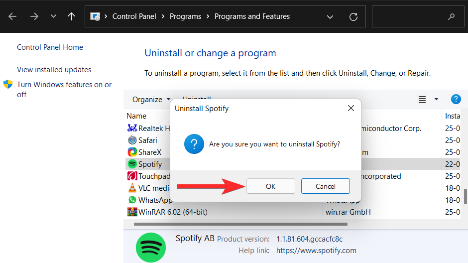 Sådan afinstalleres Spotify på Windows 11