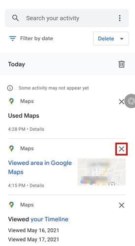 A Google Térkép előzményeinek elérése és törlése