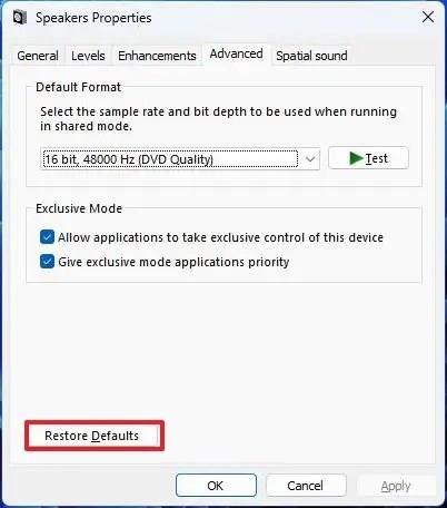 Як скинути налаштування аудіо до стандартних у Windows 11