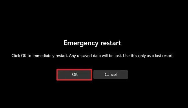 A számítógép „vészhelyzeti újraindítása” Windows 11 rendszeren