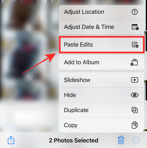 Як скопіювати зміни в програмі «Фотографії» на iPhone на iOS 16