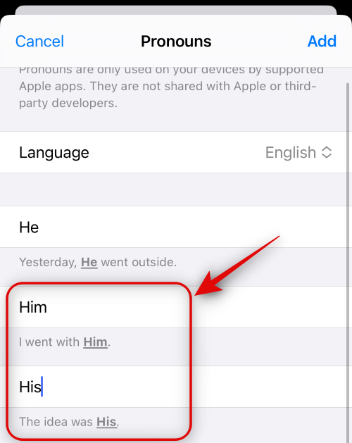 Jak přidat zájmena pro kontakt na iOS 17