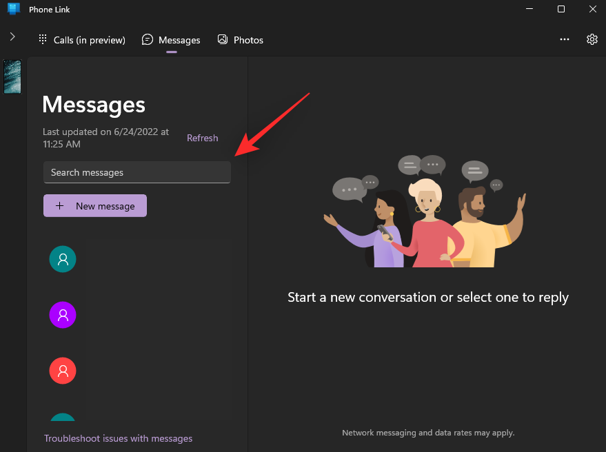 Як шукати повідомлення в додатку Phone Link у Windows 11