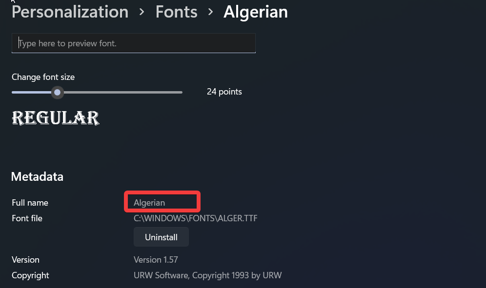 Fontin vaihtaminen Windows 11:ssä
