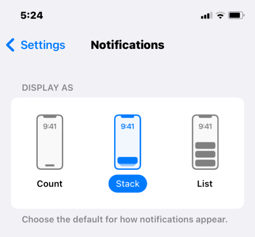 Jak získat staré zobrazení oznámení zpět na iPhone na iOS 16 pomocí „Zobrazení seznamu“